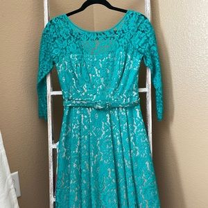Eliza J belted lace dress